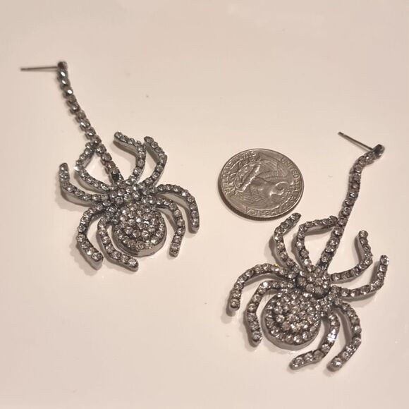 New ZARA Rhinestone Spider Earrings - Picture 7 of 10